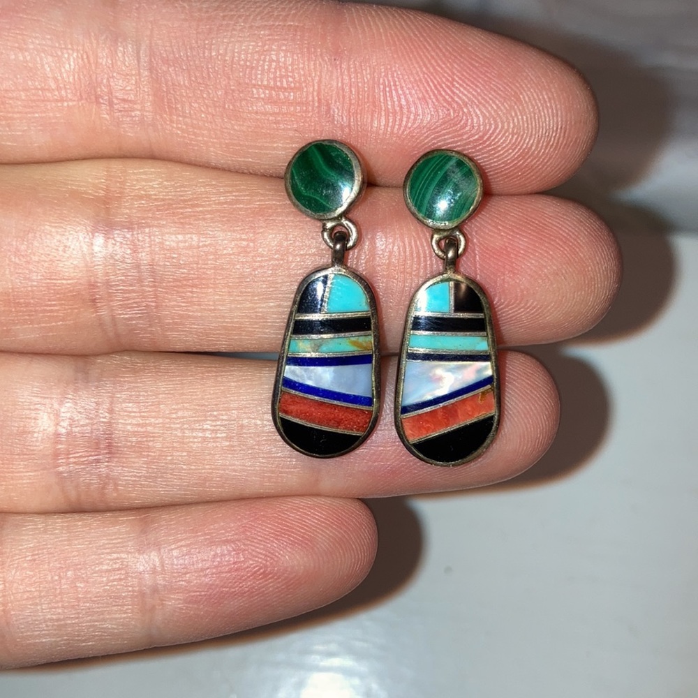 Sterling Silver Inlay Earrings
